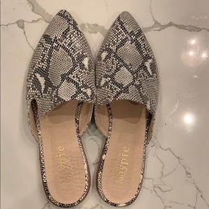 Snake print mules, 8
